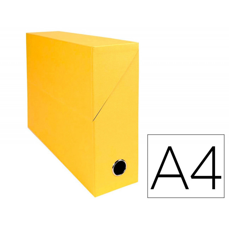 Boite transfert exacompta iderama carton recouvert papier toile 15/10e a4 25x33cm dos 90mm oeillet jaune