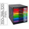 Module classement exacompta modulo iderama 10 tiroirs a4+ 350x288x320mm coloris noir/arlequin glossy