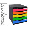 Module classement exacompta modulo iderama 5 tiroirs a4+ 350x288x320mm coloris noir/arlequin glossy