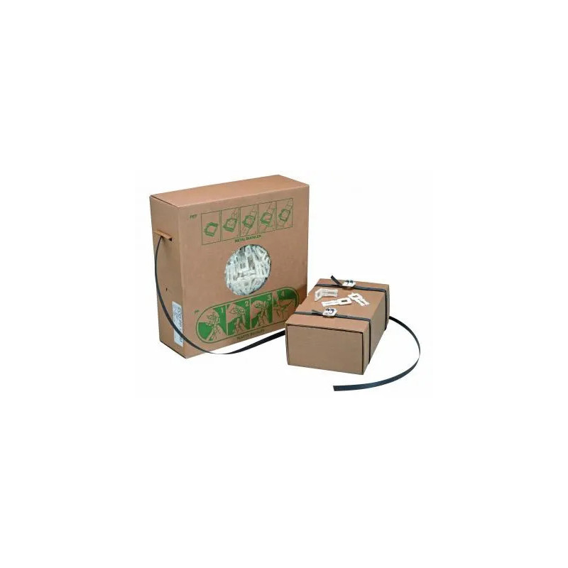 Kit de cerclage boite distributrice rouleau feuillard polypropylene 12mmx750m 250 boucles