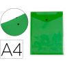 Pochette enveloppe liderpapel polypropylene 180 microns a4 297x210mm avec soufflet fermeture bouton vert