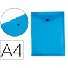 Pochette enveloppe liderpapel polypropylene 180 microns a4 297x210mm avec soufflet fermeture bouton bleu