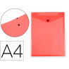 Pochette enveloppe liderpapel polypropylene 180 microns a4 297x210mm avec soufflet fermeture bouton rouge