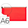 Pochette enveloppe liderpapel polypropylene 180 microns a6 105x148mm fermeture eclair rouge translucide