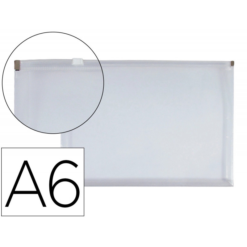 Pochette enveloppe liderpapel polypropylene 180 microns a6 105x148mm fermeture eclair transparent incolore