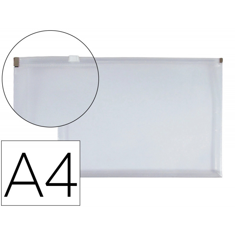 Pochette enveloppe liderpapel polypropylene 180 microns a4 210x297mm fermeture eclair transparent incolore
