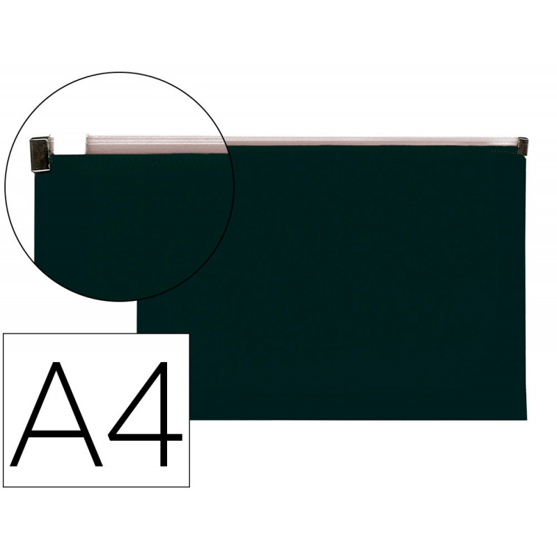Pochette enveloppe liderpapel polypropylene 180 microns a4 210x297mm fermeture eclair noir opaque