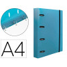 Classeur liderpapel 4 anneaux en d 25mm a4 polypropylene feuillets mobiles 100f 5x5mm coloris bleu ciel
