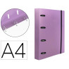 Classeur liderpapel 4 anneaux en d 25mm a4 polypropylene feuillets mobiles 100f 5x5mm coloris lavande