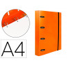 Classeur liderpapel 4 anneaux en d 25mm a4 polypropylene feuillets mobiles 100f 5x5mm coloris orange fluo