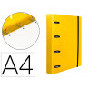 Classeur liderpapel 4 anneaux en d 25mm a4 polypropylene feuillets mobiles 100f 5x5mm coloris jaune fluo
