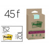 Bloc-notes post-it super sticky grand format recycles 102x152mm 45f repositionnables lignes col. assortis pack 4 blocs