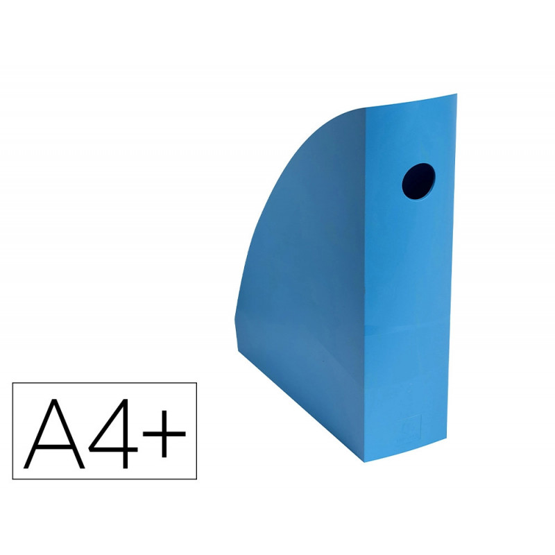 Porte-revues exacompta mag-cube bee blue plastique recycle a4+ oeillet de prehension coloris turquoise
