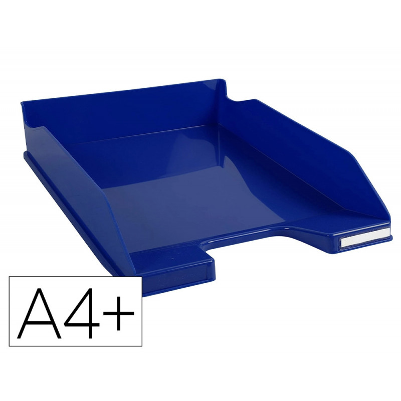 Corbeille a courrier exacompta bee blue plastique recycle a4+ superposable capacite 500f coloris bleu marine