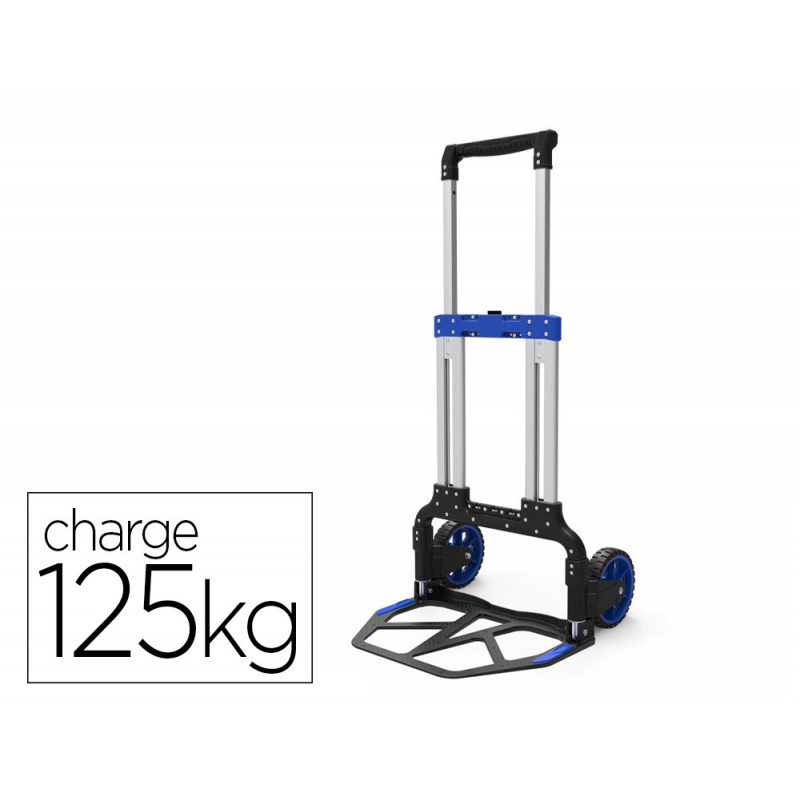 Diable viso manutention pliant telescopique aluminium bavette rabattable roues caoutchouc charge maximale 125kg