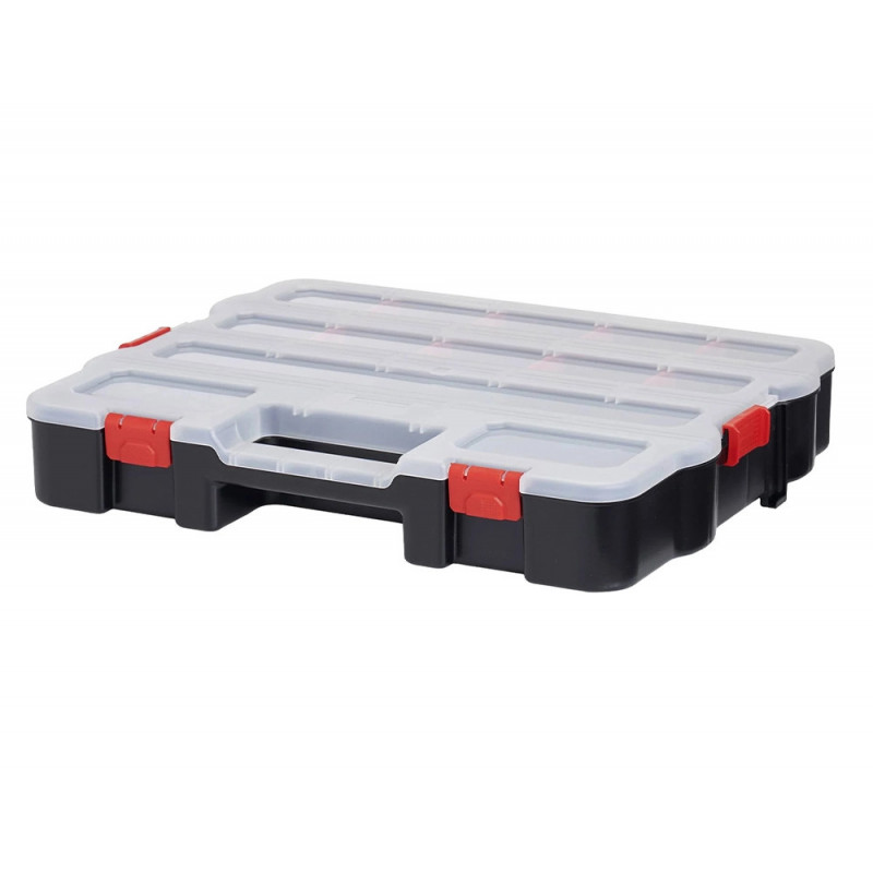Mallette a outils viso pp couvercle transparent poignee transport 7 compartiments et 8 separateurs amovibles