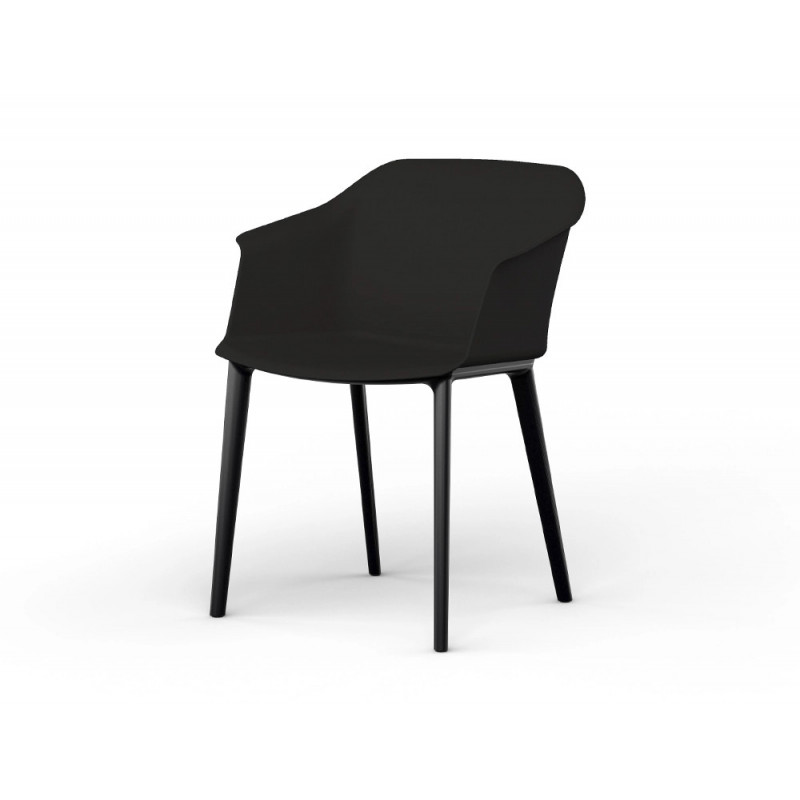 Fauteuil eol scott pp 4 pieds coniques noir patins antiderapant coque noire