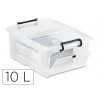 Boite multirangement cep curves pp couvercle clipse emboitable et superposable contenance 10l noir corps transparent