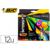 12 feutres bic corps noir grip caoutchouc capuchon ventile couleur de l'encre