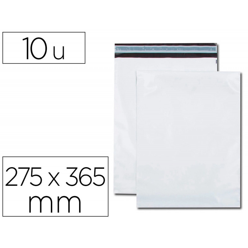 Pochette gpv polyethylene adhesive 275x365 blanc/noir paquet de 10