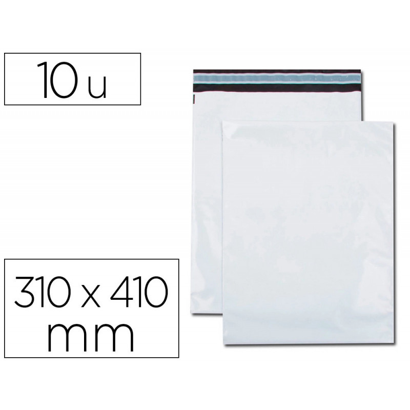 Pochette gpv polyethylene adhesive 310x410 blanc/noir paquet de 10