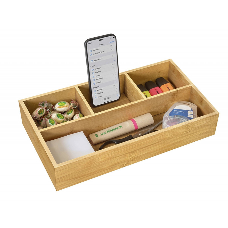 Organisateur cep bambou naturel 4 compartiments vernis protecteur
