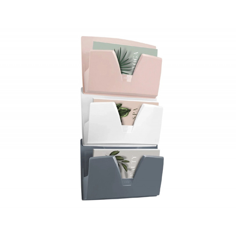 Corbeille murale cep polystyrene ouverture prehension en v coloris mineral assortis 3 unites