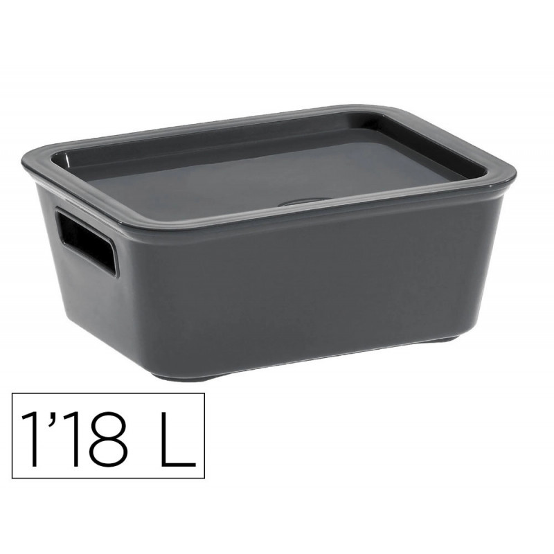 Boite multirangement cep bella pp couvercle et poignees contenance 1,18l coloris gris