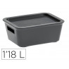 Boite multirangement cep bella pp couvercle et poignees contenance 1,18l coloris gris