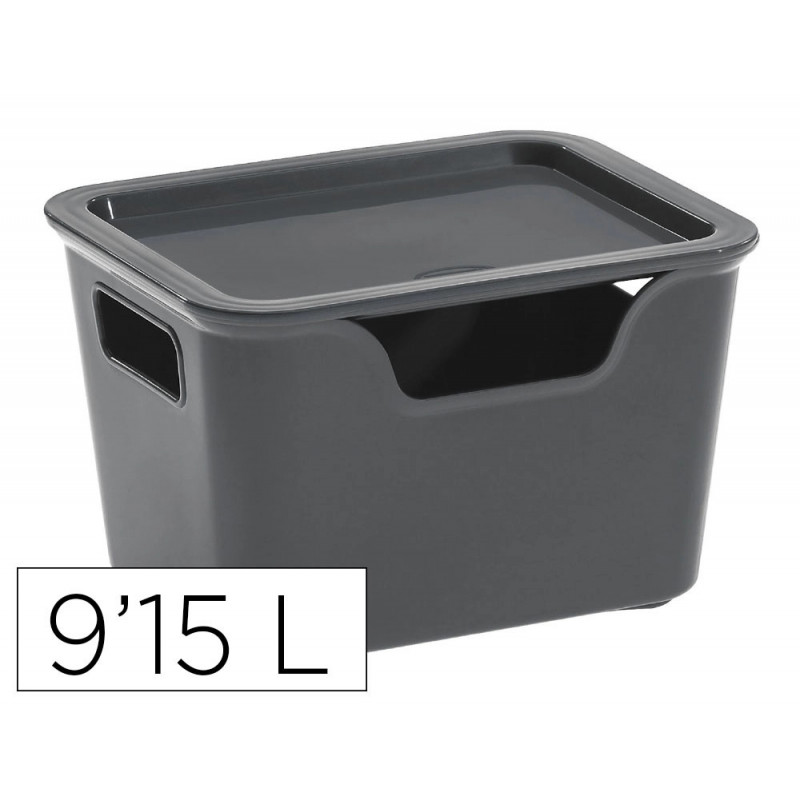 Boite multirangement cep bella pp couvercle et poignees contenance 9,15l coloris gris