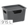 Boite multirangement cep bella pp couvercle et poignees contenance 9,15l coloris gris