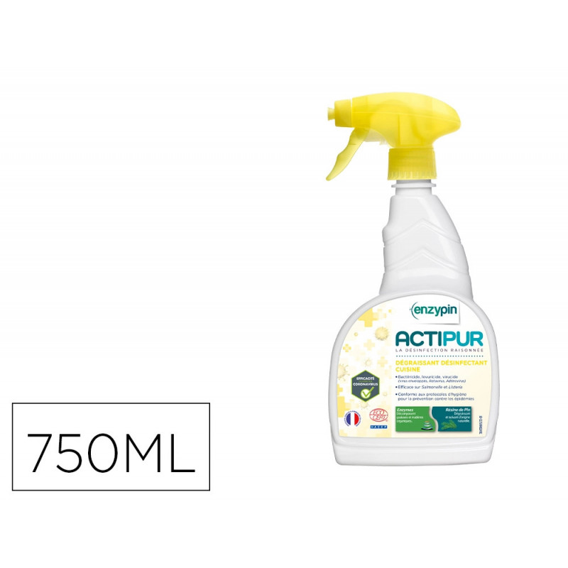 Degraissant desinfectant enzymatique actipur cuisines ecocert spray 750 ml