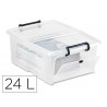 Boite multirangement cep curves pp couvercle clipse emboitable et superposable contenance 24l noir corps transparent