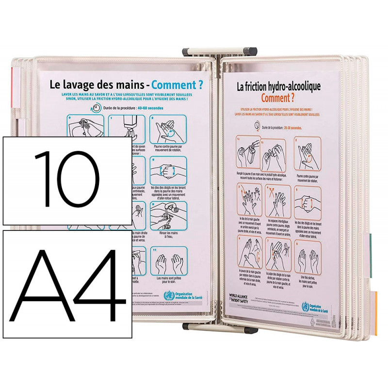 Kit de consultation tarifold mural antimicrobien format a4 10 poches blanc