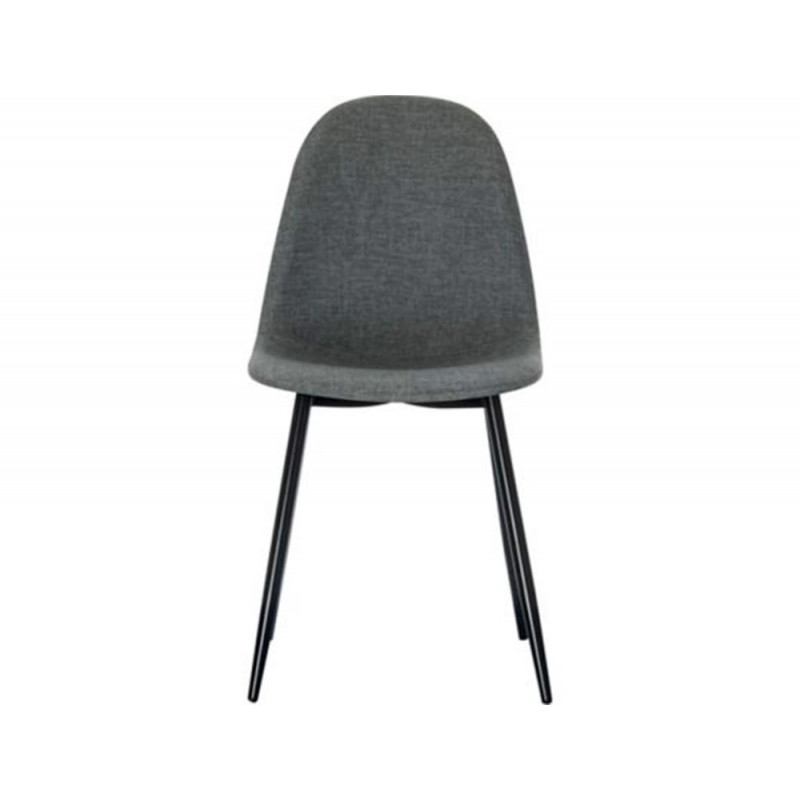 Chaise must dossier et assise en tissu pieds en acier laque noir lot de 2 450x570x540mm coloris gris