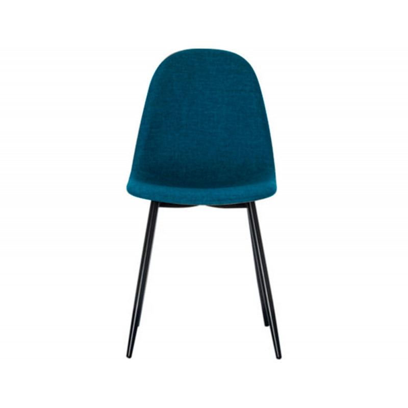Chaise must dossier et assise en tissu pieds en acier laque noir 450x570x540mm coloris bleu