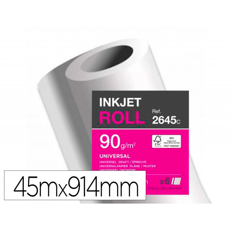 Papier clairefontaine plan extra blanc largeur 45mx914mm 90g application jet d'encre qualite photo bobine