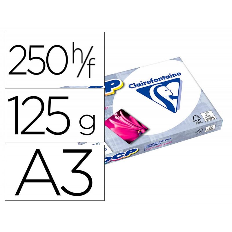Papier clairefontaine multifonction laser couleur dcp sr a3+ dcp 250g m2 blanc paquet 125 feuilles