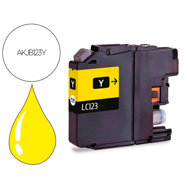 Cartouche hyperburo jet encre compatible brother lc123 ye