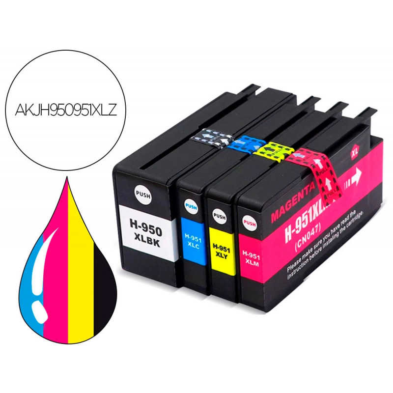 Pack jet encre hyperburo compatible hp 950xl/951xl