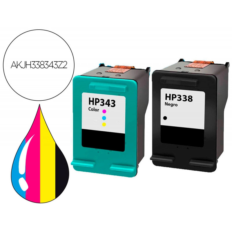 Pack jet encre hyperburo compatible hp 338/343