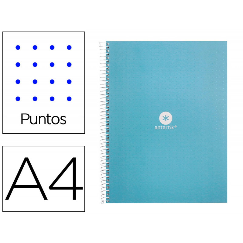 Cahier spirale antartik a4 80p 90g couverture cartonee reglure dot 4 trous coloris bleu ciel