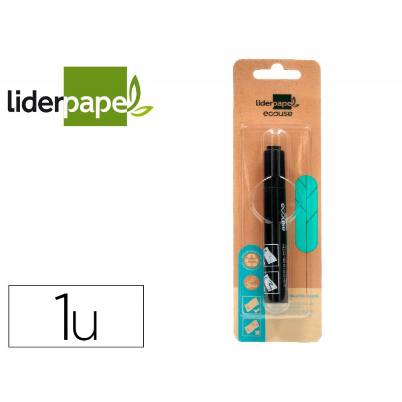 Stylo liderpapel ecouse detecteur faux-billets pointe ogive trace 3mm blister