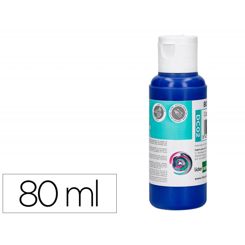 Peinture acrylique liderpapel coloris bleu outremer bouteille 80ml