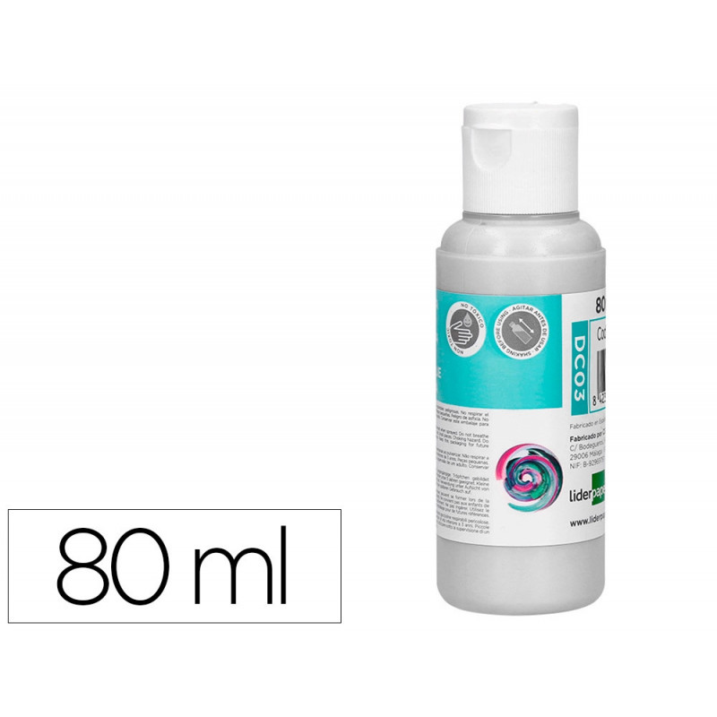 Peinture acrylique liderpapel coloris blanc bouteille 80ml