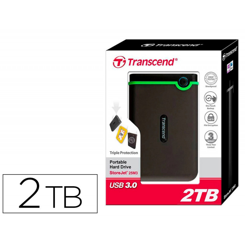 Disque dur anti-choc storejet 2to compatible superspeed usb 3.0 et retro compatible usb 2.0. transfert donnees 5.0