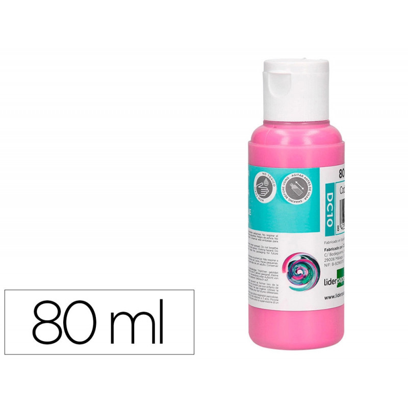 Peinture acrylique liderpapel coloris rose bouteille 80ml