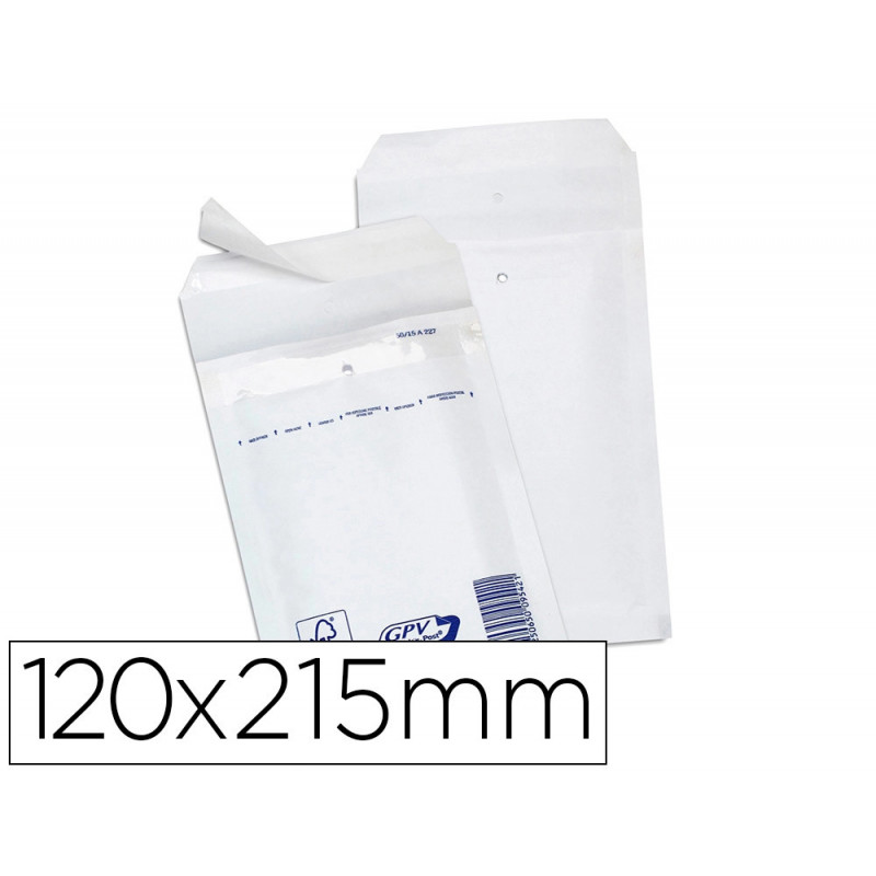 Pochette gpv kraft bulle air economique tres resistant 120x215mm coloris blanc 75g boite de 200 unites