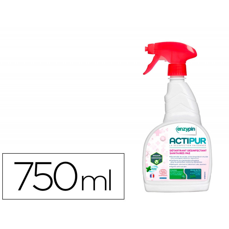 Detartrant desinfectant enzymatique actipur sanitairesecocert parfum mentholee pulverisateur 750ml