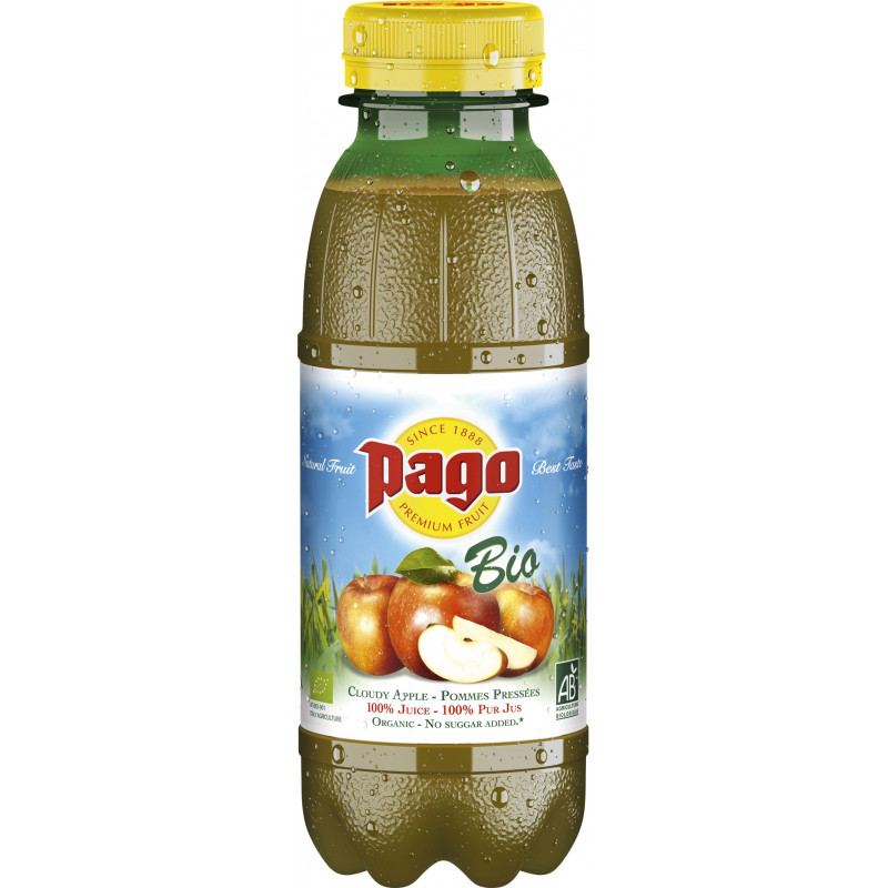 Jus de fruit pago pomme pressee pure jus bio pet 33cl